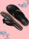 Women Black Shiny Beads T-Strap Slipper With Cushioned Footbed|Party|Office Wear|Weekend