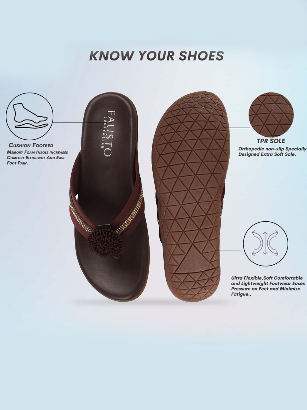 Shop Women Brown Shiny Beads T-Strap Slipper With Cushioned Footbed|Party|Office Wear|Weekend Online.