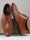 Men Tan Leopard Textured Derby Formal Lace Up Shoes For Office|Work|Wedding|Party