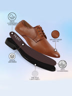 Shop Men Tan Formal Dress Lace Up Derby Shoes With Cushioned Footbed For Office|Work Online.