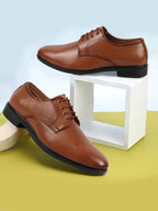 Shop Men Tan Formal Dress Lace Up Derby Shoes With Cushioned Footbed For Office|Work Online.