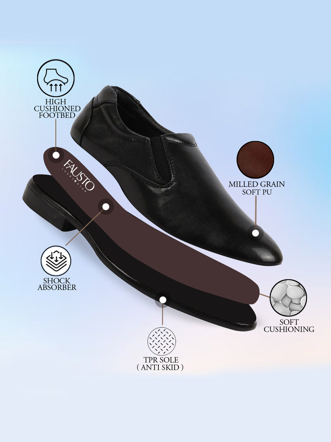 Shop Men Black Formal Dress Slip On Shoes With Cushioned Footbed For Office|Work|Loafer|Half Shoes|Cut Shoe Online.