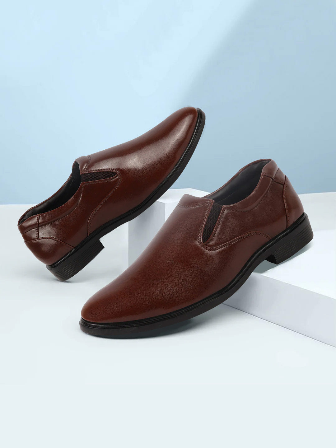 brown slip on mens dress shoes Buy Men Brown Formal Dress Slip On Shoes With Cushioned Footbed – FAUSTO.in