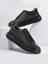 Men Black Classic Chunky Lace Up Sneaker Ankle Shoes|Walking|Low Top|Casual Shoe