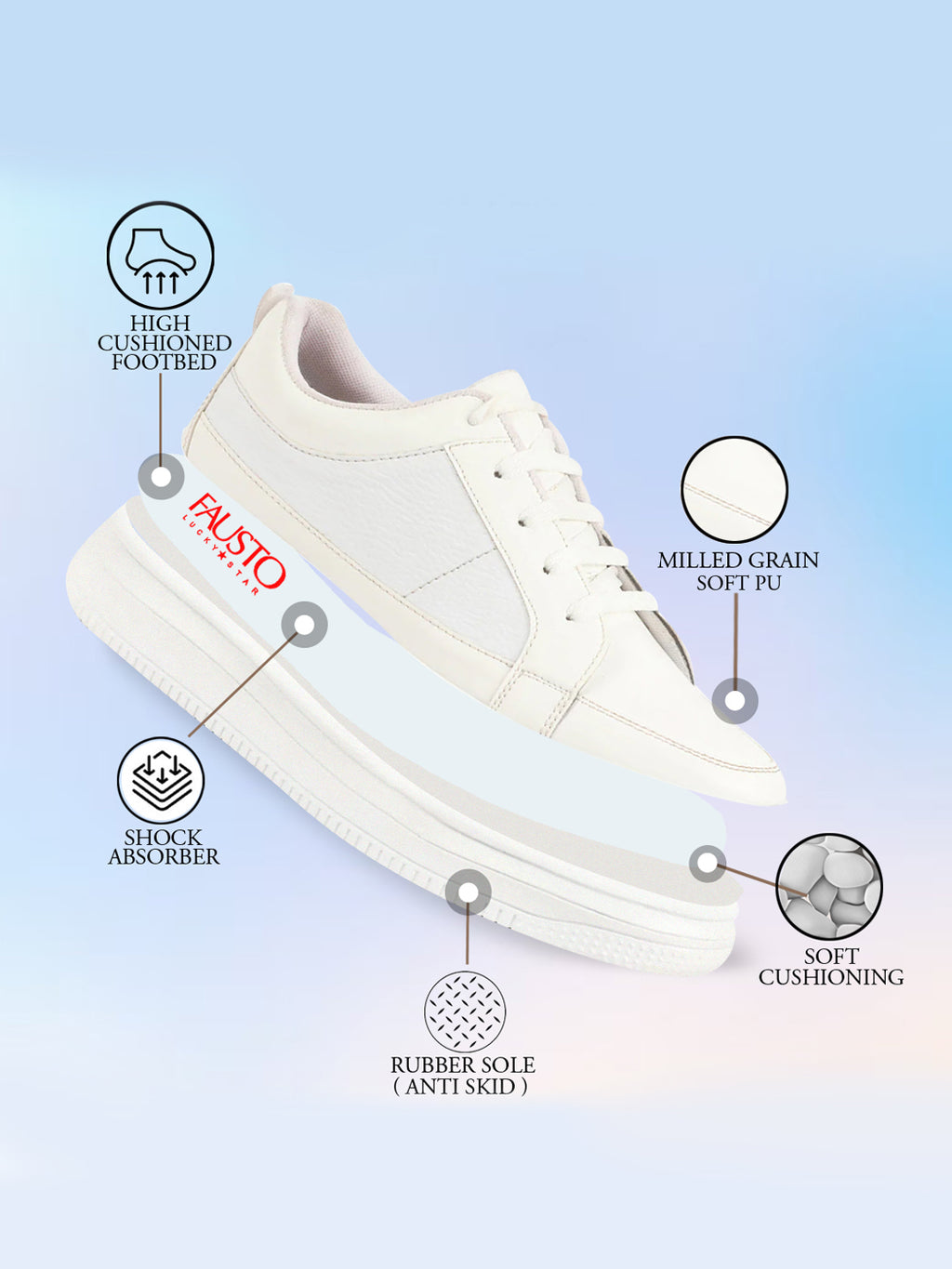 Shop Men White Classic Chunky Lace Up Sneaker Ankle Shoes