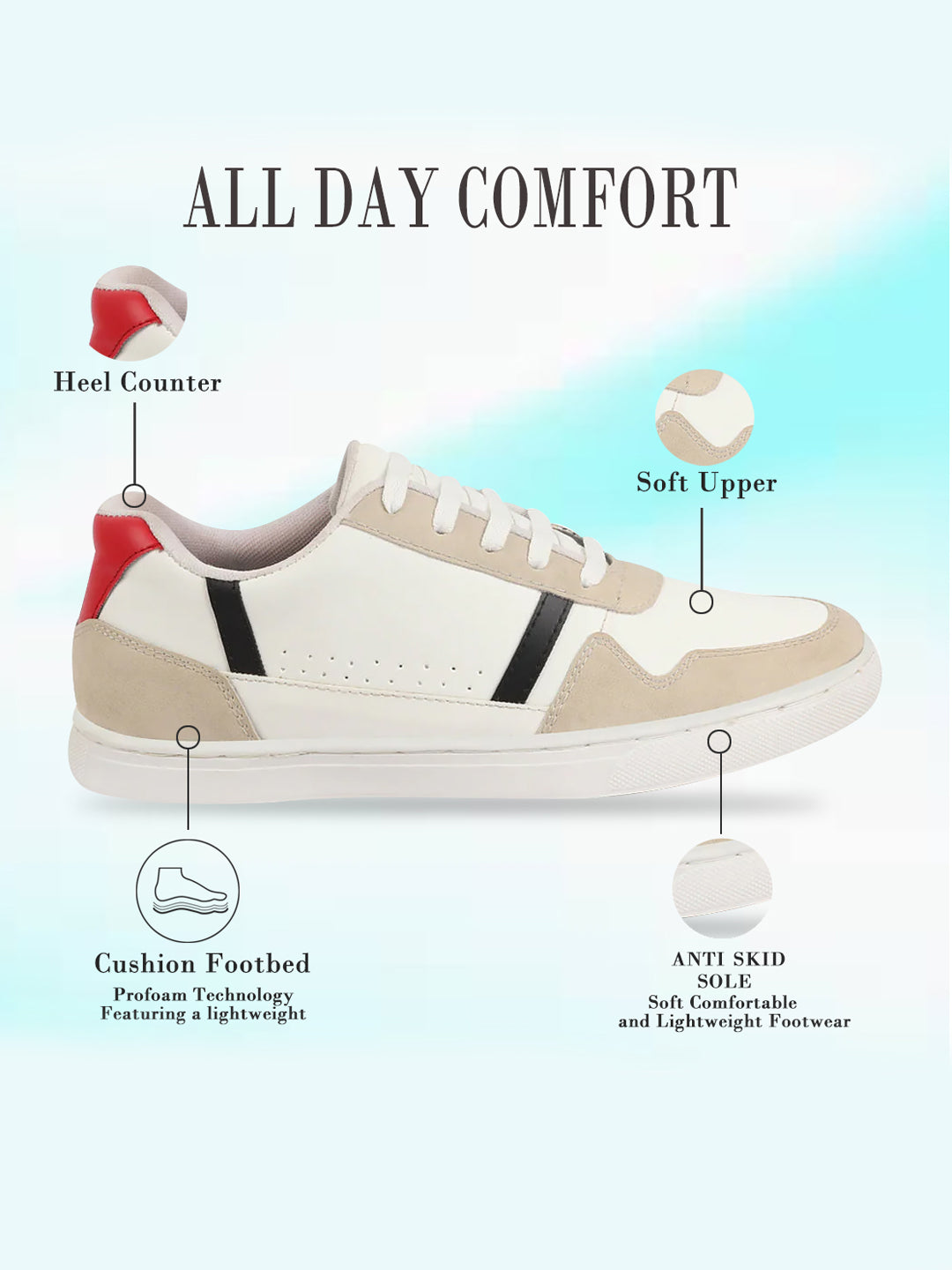 Shop Men White Stylish Colorblocked Low Top Lace Up Breathable Sneaker Shoes|Comfort|Low Ankle|Casual Outfit Shoe Online.