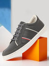 Men Grey Striped Lace Up Perforation Low Ankle Sneaker Shoes|Memory Cushion|Classic Shoe|Low Top