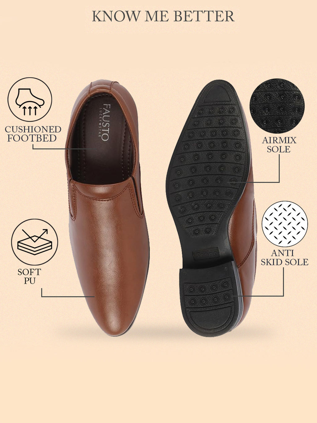 Shop Men Tan Formal Office Meeting Slip On Shoes Online.