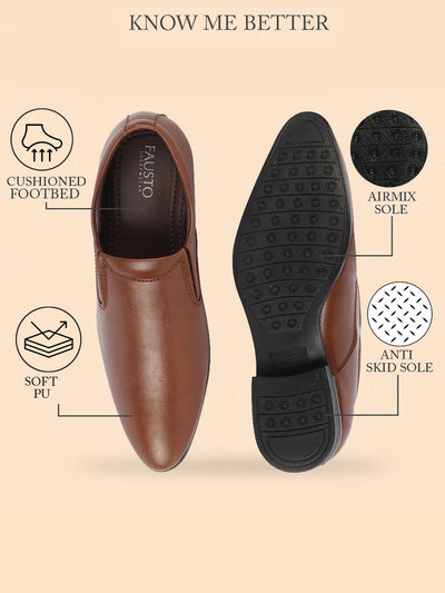 Men Tan Formal Office Meeting Slip On Shoes