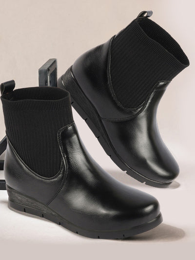 HUPOM Work Boots For Women Wedges High Heel Rubber Slip-On Over The Knee  Boots Black 41(US:8.5) - Walmart.com