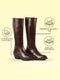 Shop Women Brown Knee Length Side Zipper Closure Pointed Toe Flared Heel Boots Online.