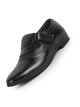 Men Black Genuine Leather Broad Feet Breathable Slip On Pathani Shoe Style Sandals with Adjustable Strap|Memory Cushion Insole|Formal Office Wear