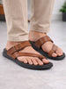 Men Tan Toe Ring Kolhapuri Adjustable Strap Slip On Outdoor Slippers|Anti Skid Sole Sandals|PU PAD Insole