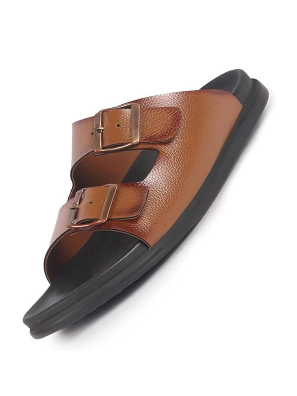 Men Tan Open Toe Multi Adjustable Strap Ethnic Kurta Slip On Sandals|Anti-Skid Sole Slippers|Memory Cushion Insole