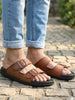 Men Tan Open Toe Multi Adjustable Strap Ethnic Kurta Slip On Sandals|Anti-Skid Sole Slippers|Memory Cushion Insole