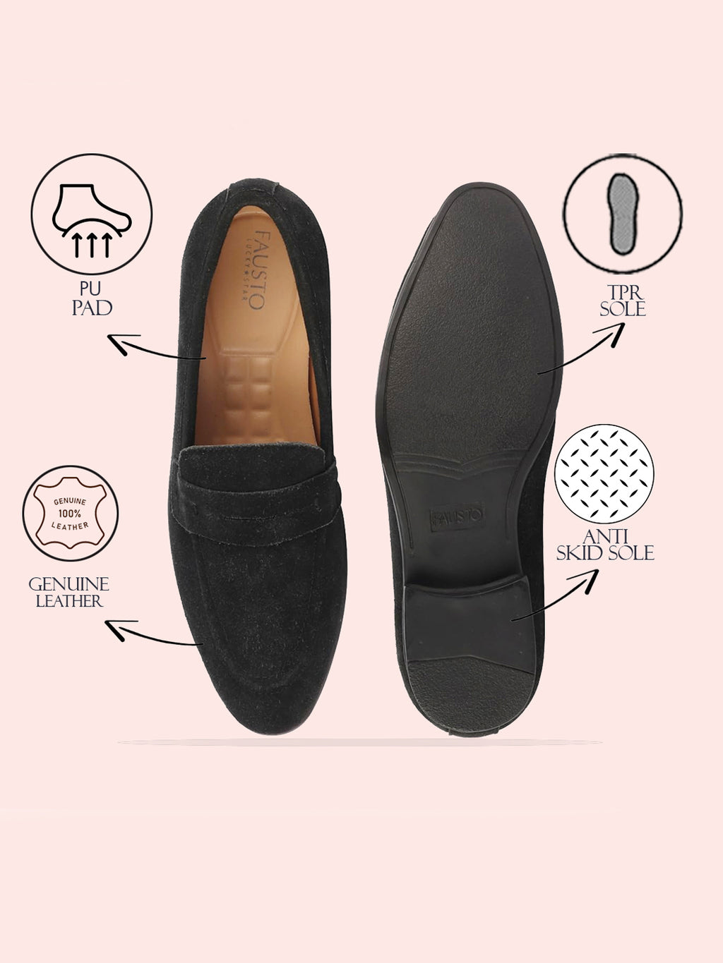 men black suede leather penny loafer shoes