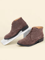 Shop Men Brown Suede Leather High Ankle Lace Up Chukka Boots Online.