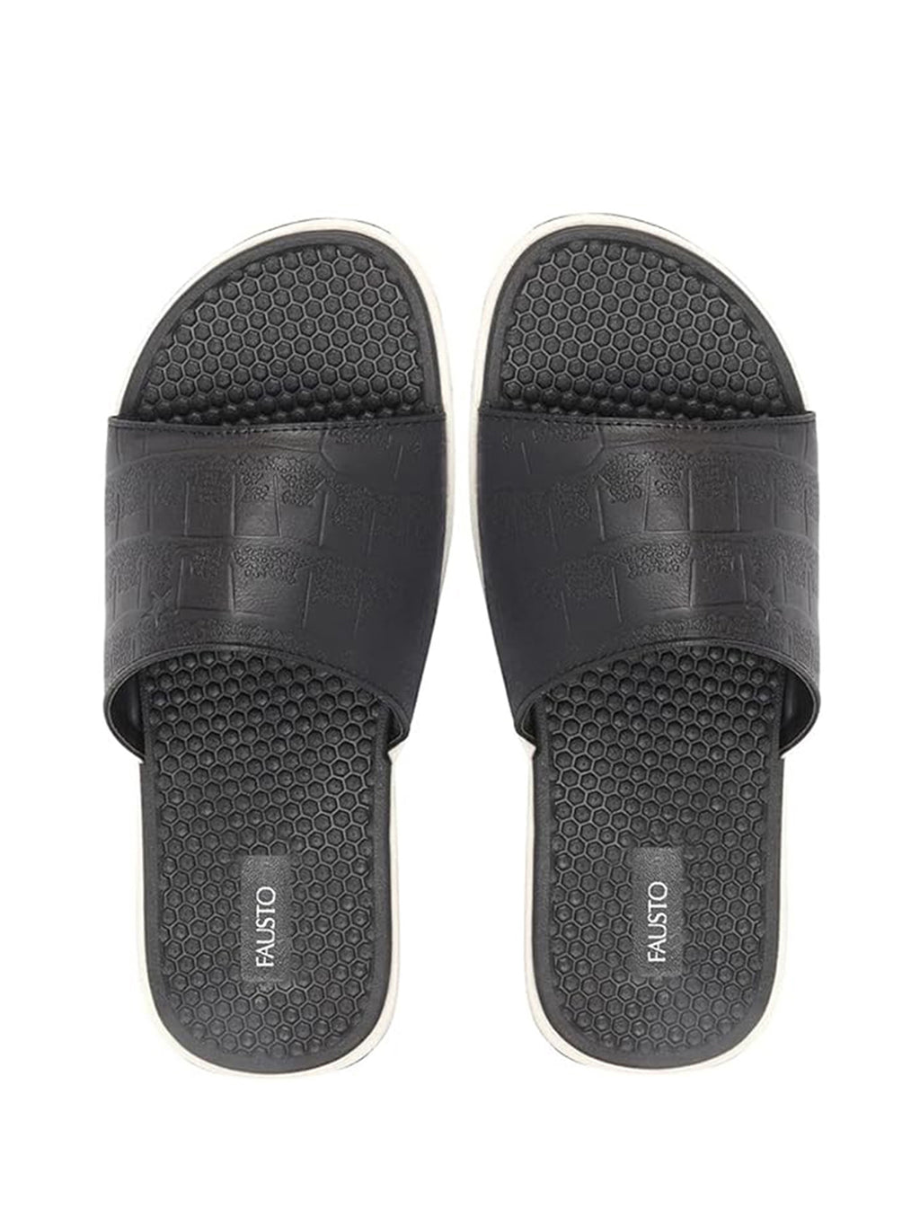 Men Black Open Toe Ultra Light Flexible Slip-On Slippers Flip-Flops