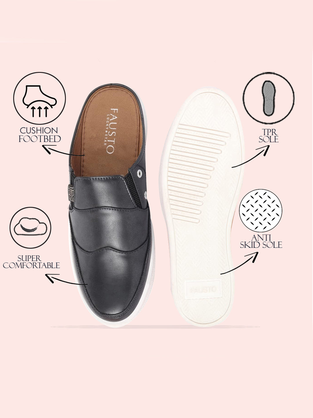 Shop Men Blue Casual Back Open Classic Slip On Shoes Online.