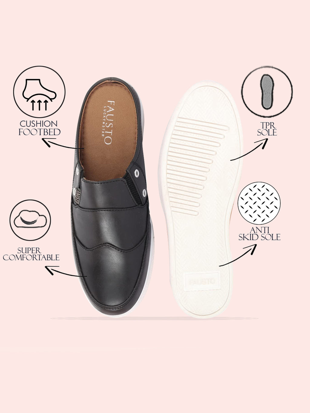 Shop Men Grey Casual Back Open Classic Slip On Shoes Online.