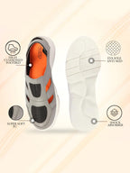 Men Grey Hook and Loop Breathable Back Strap Ultra Lightweight Sports Shoe Style Sandals