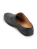 Men Black Casual Leather Slip On Hand Knitted Shoe Style Sandals