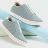 Women Sky Blue Elastic Closure Stitched Comfort Slip On Sneaker Shoes