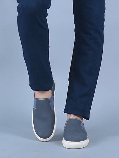 Shop Men s Grey Denim Canvas Casual Loafers Online