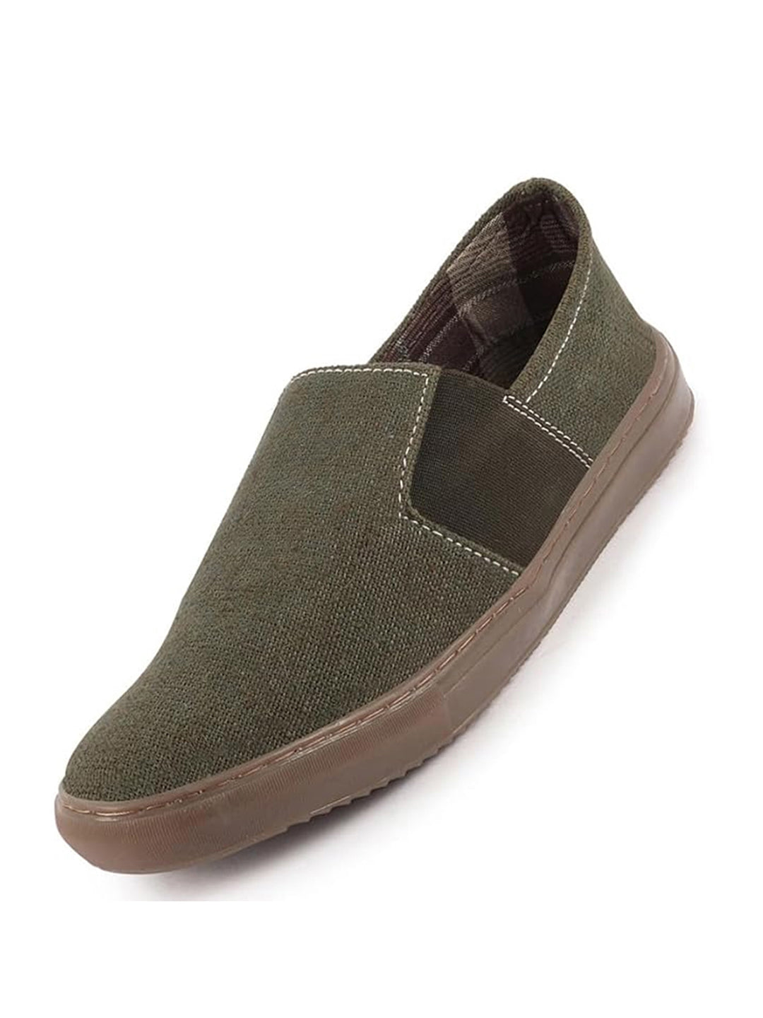 Men Olive Colorblocked Classic Jute/Fabric Slip On Canvas Sneaker Slip On Casual Shoes