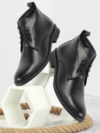 men black genuine leather broad feet mid top chukka lace up boots with tpr welted sole