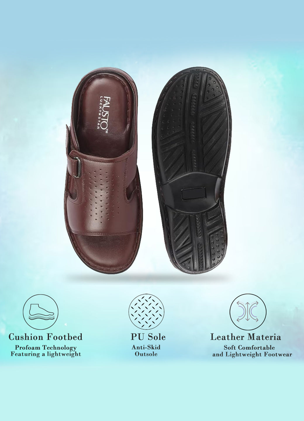 Shop Men Brown Formal Leather Slip-On Slippers Online.