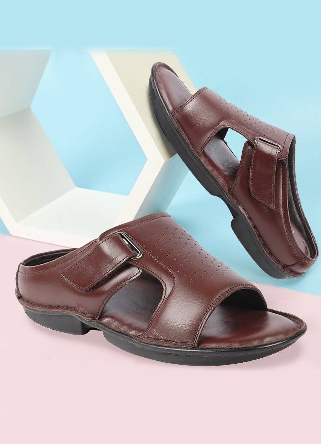 Shop Men Brown Formal Leather Slip-On Slippers Online.