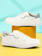 Men White Classic Lace Up Elevated Look Sneaker Shoes with Contrast Sole|Low Ankle|Casual Shoe
