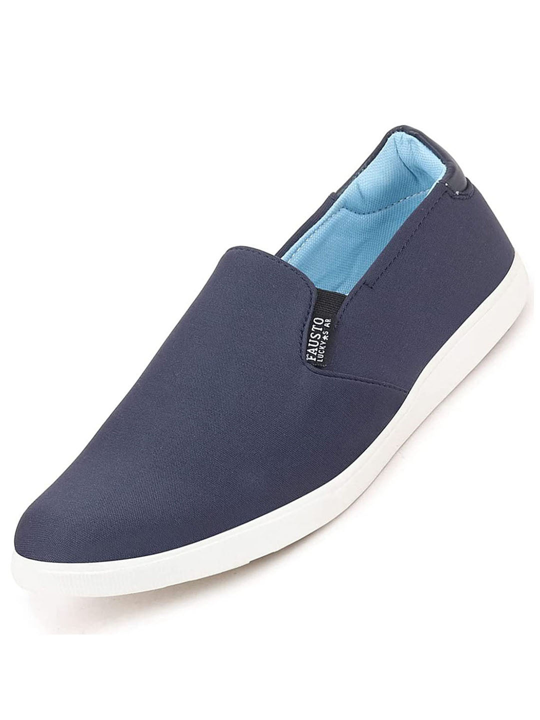 Shop Men Navy Blue Casual Canvas Slip-On Loafers Online.
