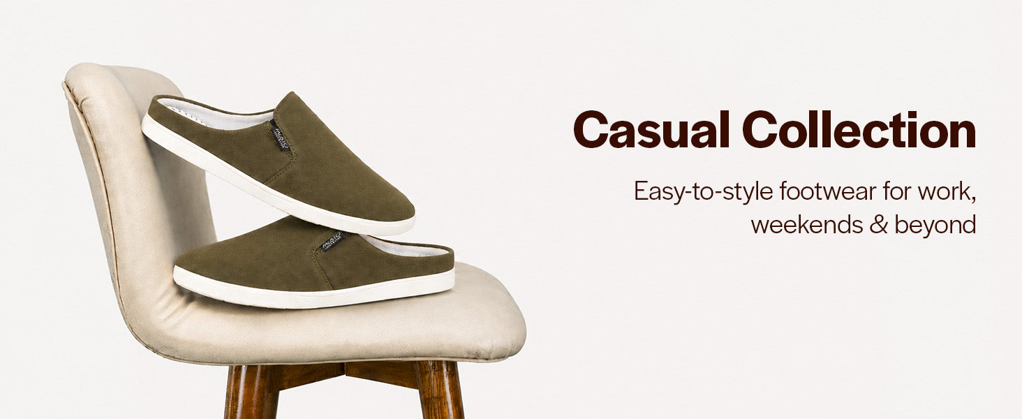 Men Olive Green Casual Back Open Canvas Stylish Slip On Shoes