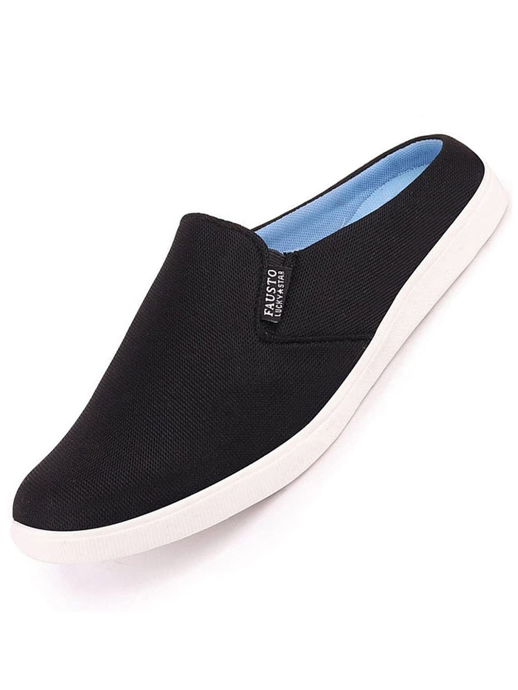 Men Black Casual Back Open Canvas Stylish Slip On Shoes