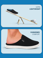 Men Black Casual Back Open Canvas Stylish Slip On Shoes