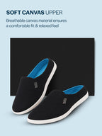 Men Black Casual Back Open Canvas Stylish Slip On Shoes