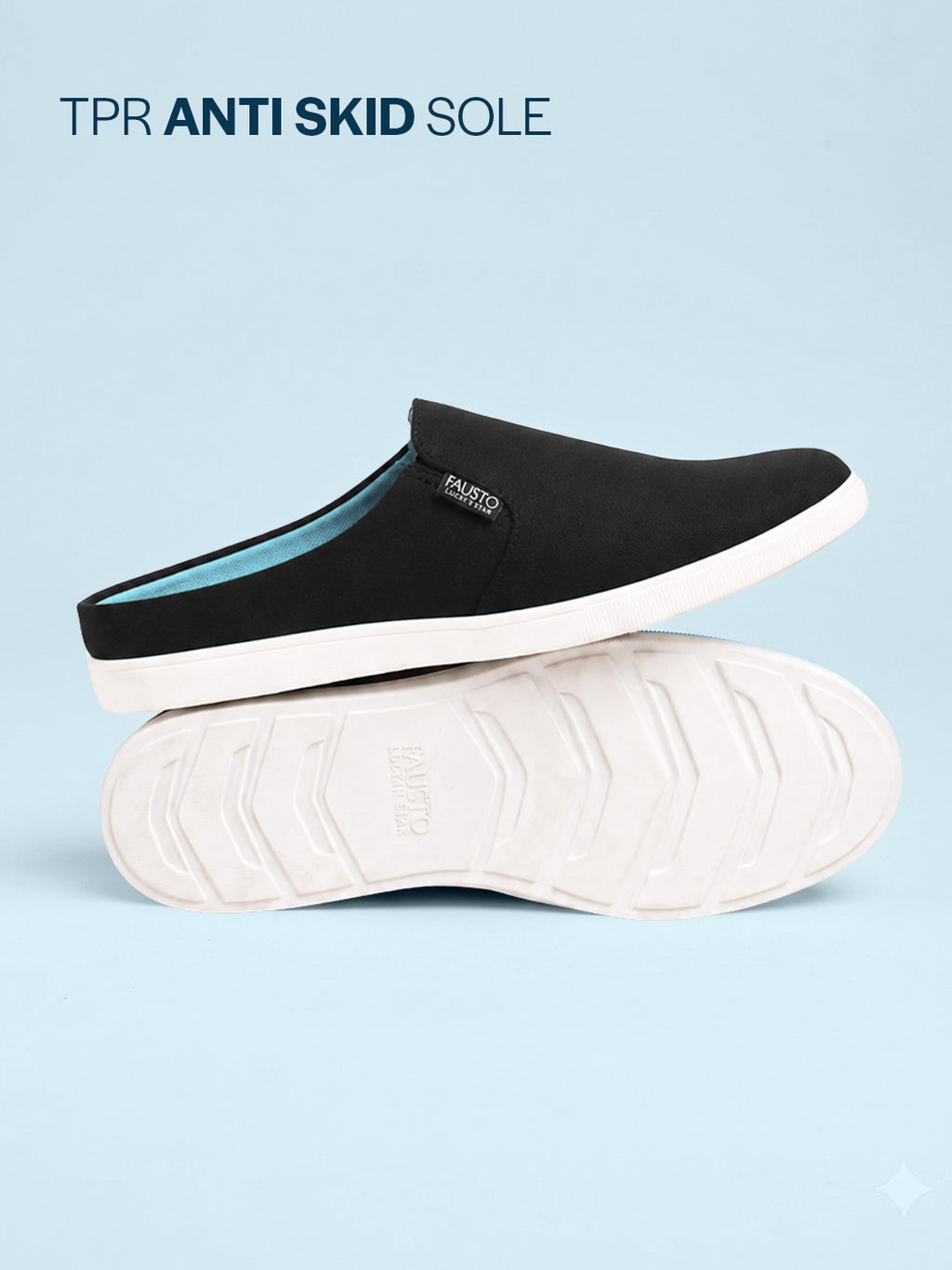 Men Black Casual Back Open Canvas Stylish Slip On Shoes