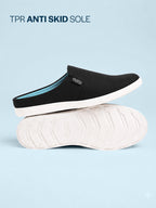 Men Black Casual Back Open Canvas Stylish Slip On Shoes