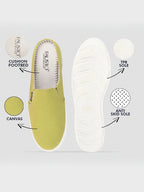 Shop Men Green Casual Back Open Canvas Stylish Slip On Shoes Online.