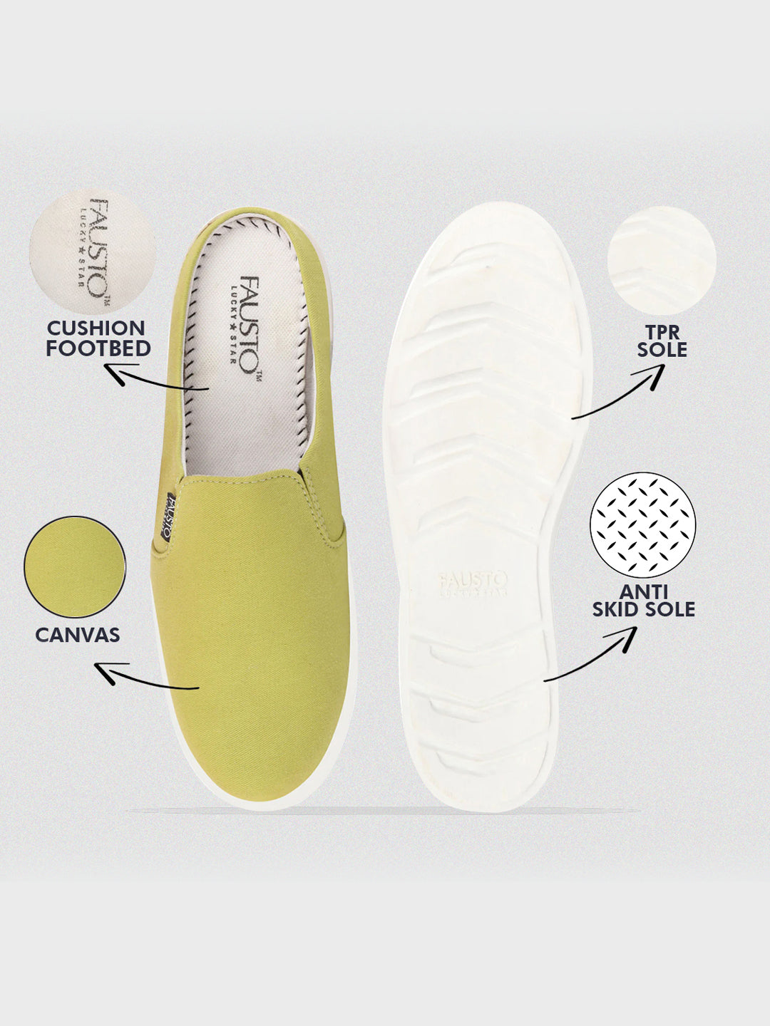 Shop Men Green Casual Back Open Canvas Stylish Slip On Shoes Online.