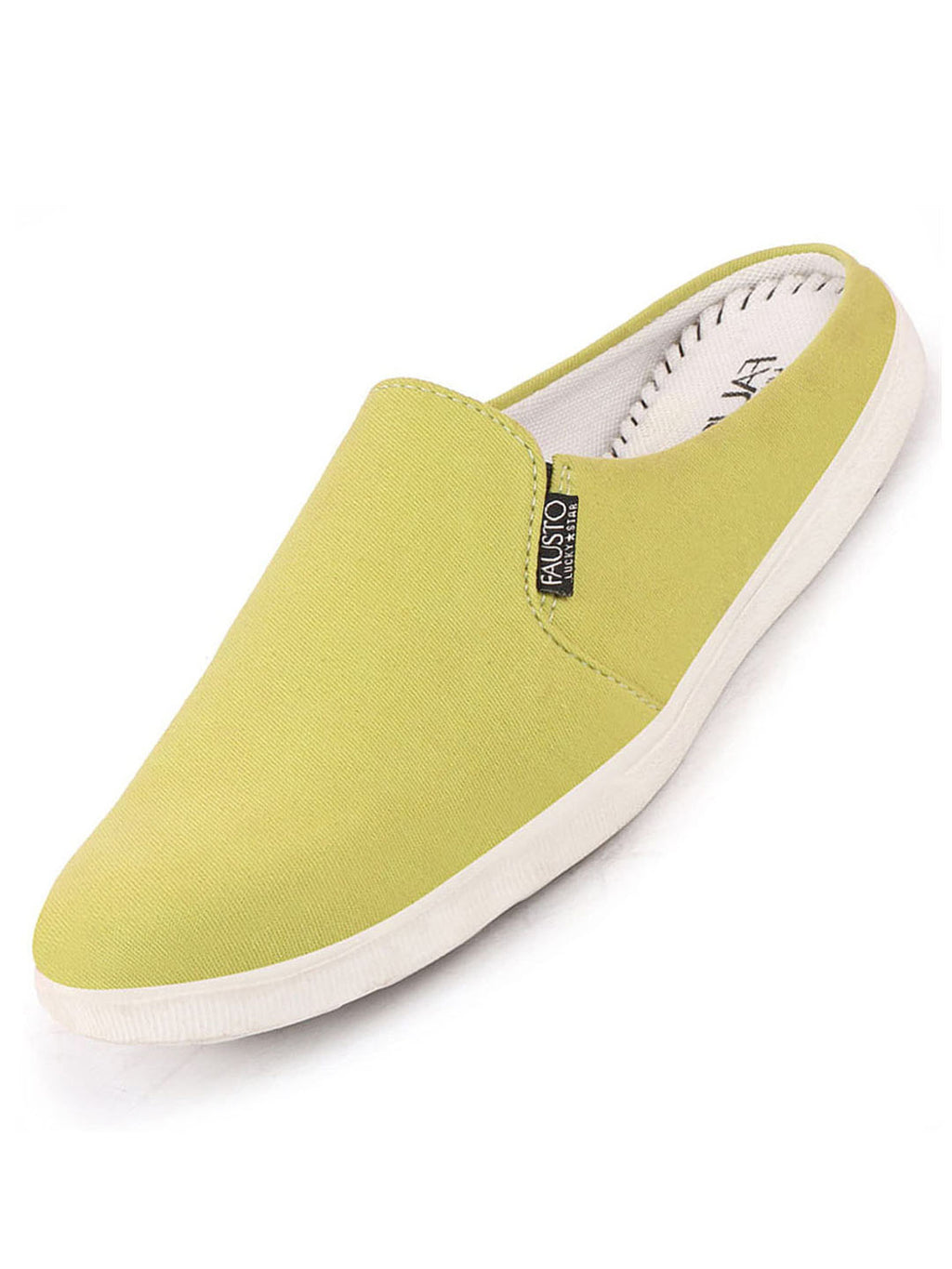 Shop Men Green Casual Back Open Canvas Stylish Slip On Shoes Online.