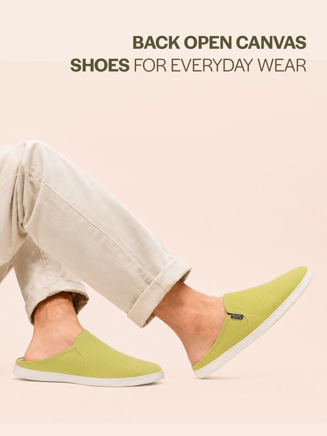 Shop Men Green Casual Back Open Canvas Stylish Slip On Shoes Online.
