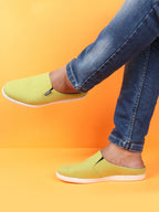 Shop Men Green Casual Back Open Canvas Stylish Slip On Shoes Online.