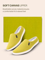 Shop Men Green Casual Back Open Canvas Stylish Slip On Shoes Online.