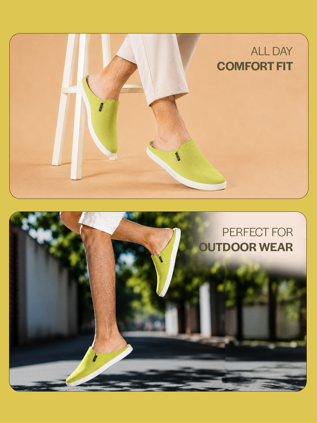 Shop Men Green Casual Back Open Canvas Stylish Slip On Shoes Online.