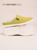 Shop Men Green Casual Back Open Canvas Stylish Slip On Shoes Online.