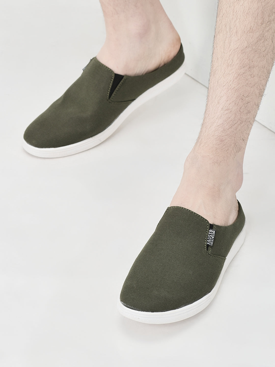 Olive Green Men's Canvas Slippers Shop Men Olive Green Casual