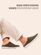Men Olive Green Casual Canvas Slip-On Shoes